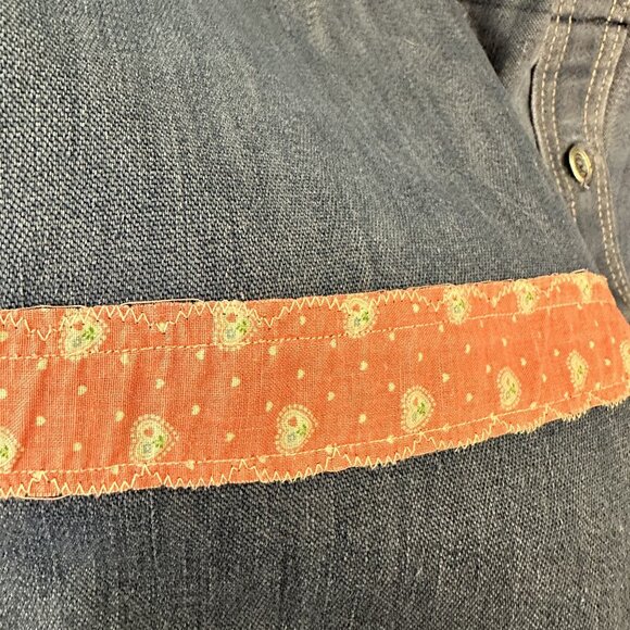 Vintage Womens Denim Skirt 2X 16 Full Button Knee Length Jean Pink Trim Pockets - Picture 8 of 8